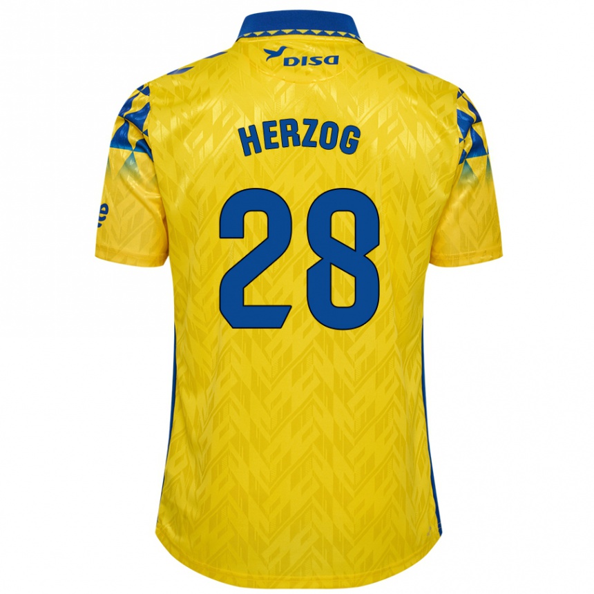 Kids Football Juanma Herzog #28 Yellow Blue Home Jersey 2024/25 T-Shirt Canada