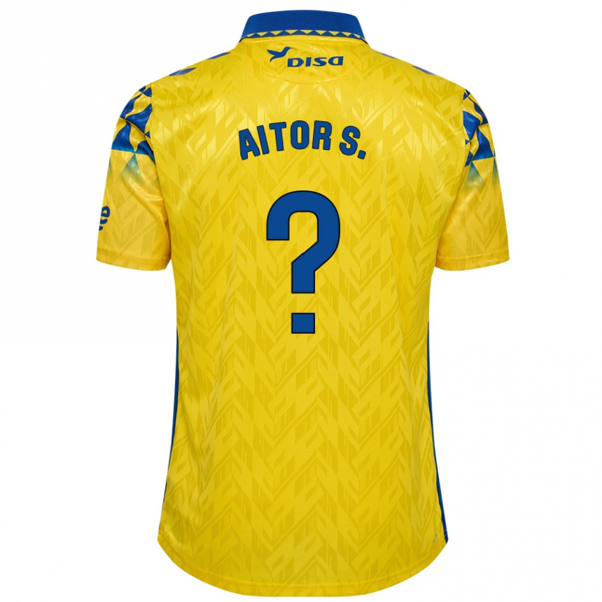 Kids Football Aitor Sánchez #0 Yellow Blue Home Jersey 2024/25 T-Shirt Canada