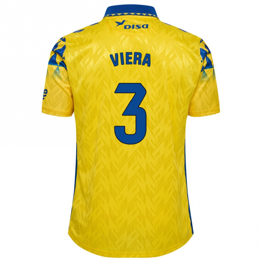 Kids Football Óliver Viera #3 Yellow Blue Home Jersey 2024/25 T-Shirt Canada