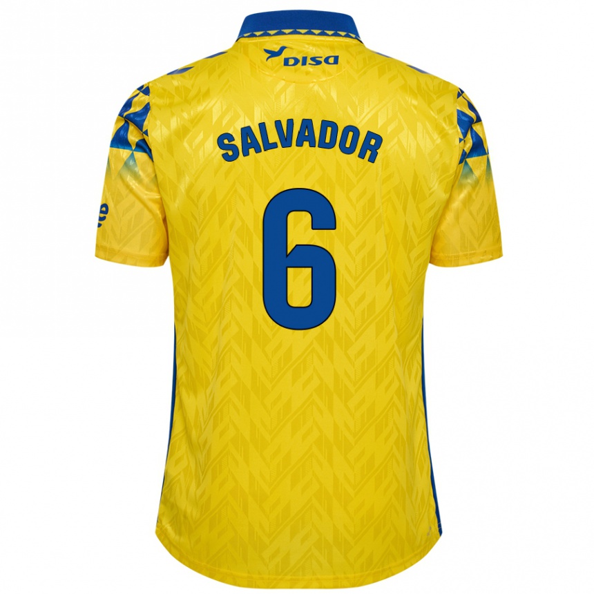 Kids Football Pol Salvador #6 Yellow Blue Home Jersey 2024/25 T-Shirt Canada