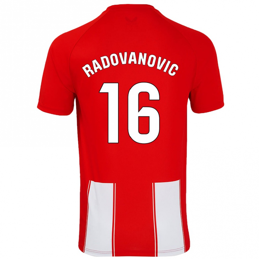 Kids Football Aleksandar Radovanovic #16 Red White Home Jersey 2024/25 T-Shirt Canada