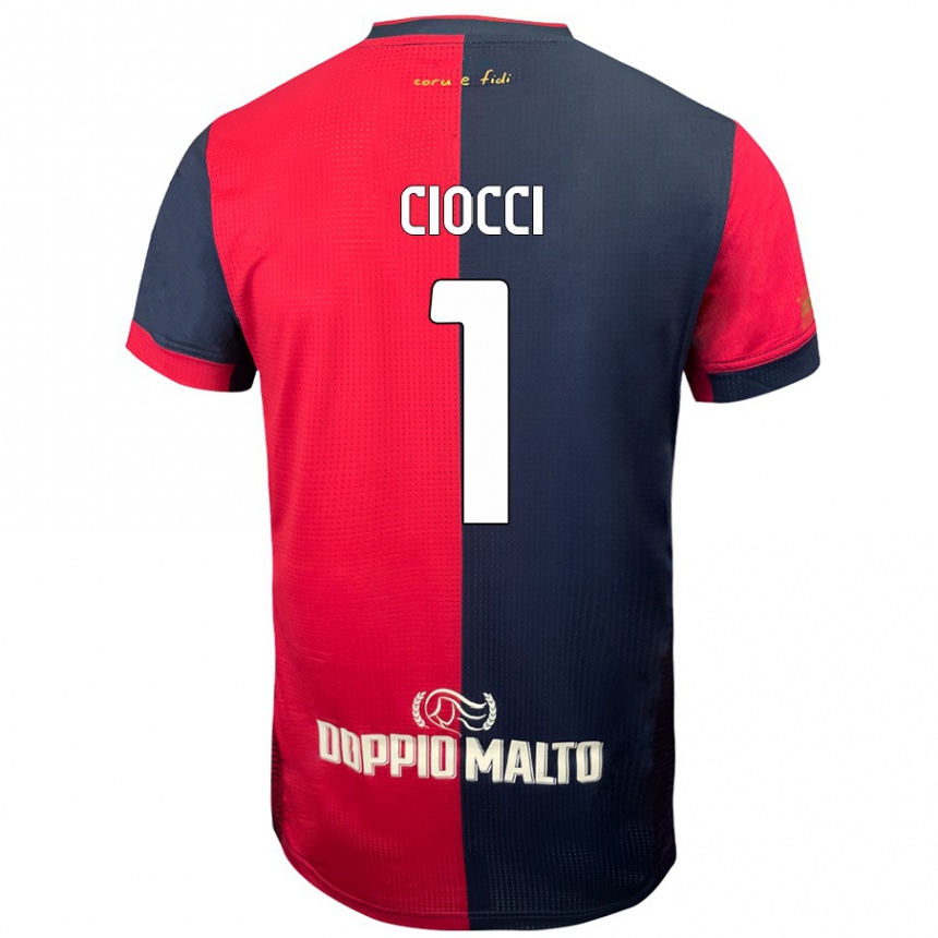 Enfant Football Maillot Giuseppe Ciocci #1 Rouge Bleu Foncé Tenues Domicile 2024/25 Canada