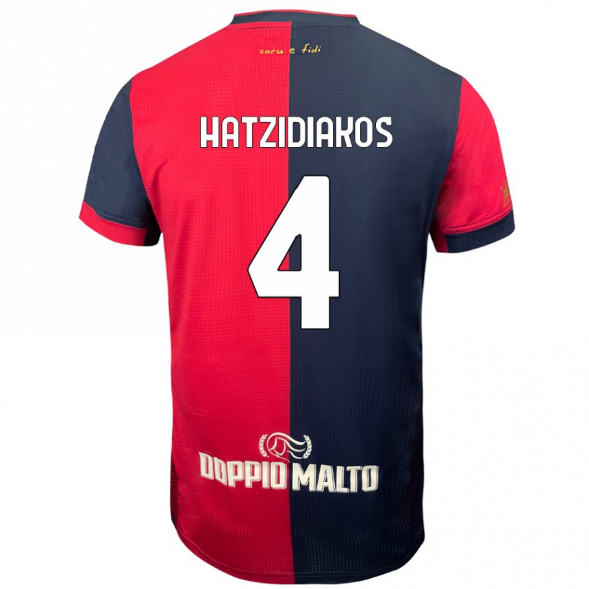 Enfant Football Maillot Pantelis Hatzidiakos #4 Rouge Bleu Foncé Tenues Domicile 2024/25 Canada