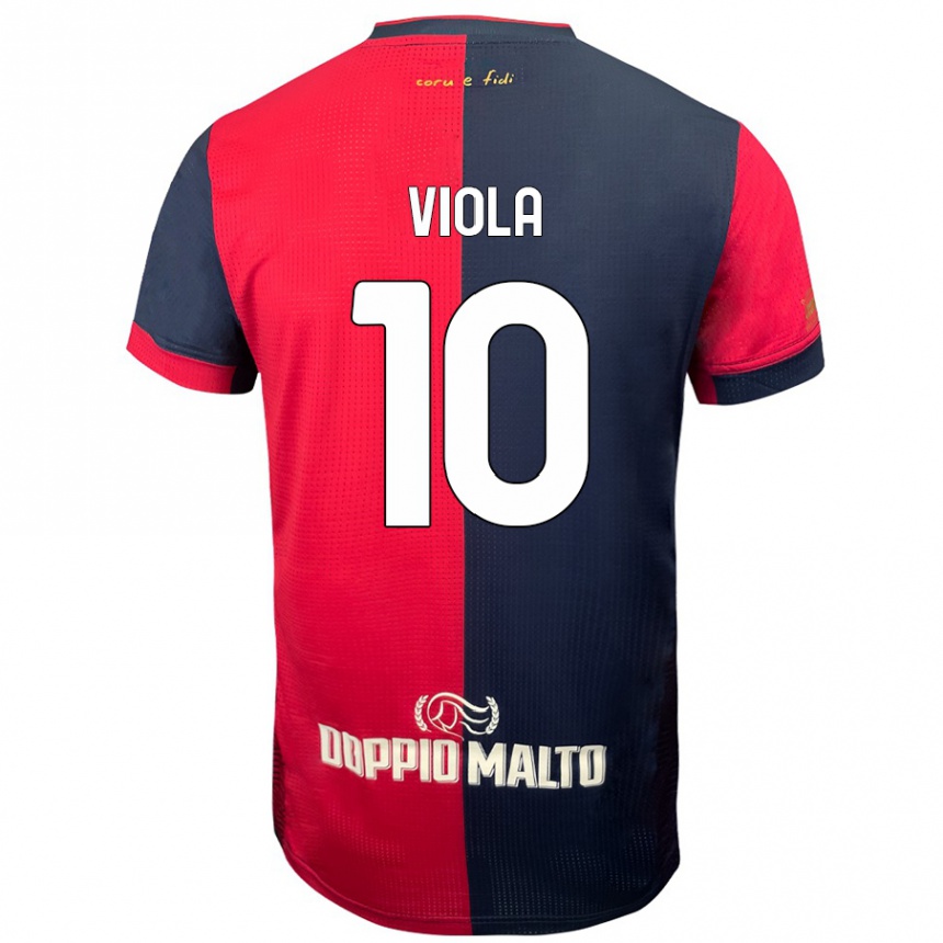 Enfant Football Maillot Nicolas Viola #10 Rouge Bleu Foncé Tenues Domicile 2024/25 Canada