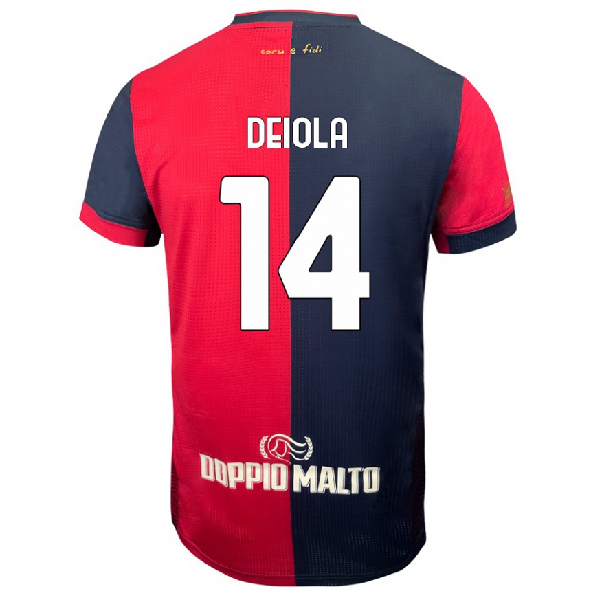 Enfant Football Maillot Alessandro Deiola #14 Rouge Bleu Foncé Tenues Domicile 2024/25 Canada