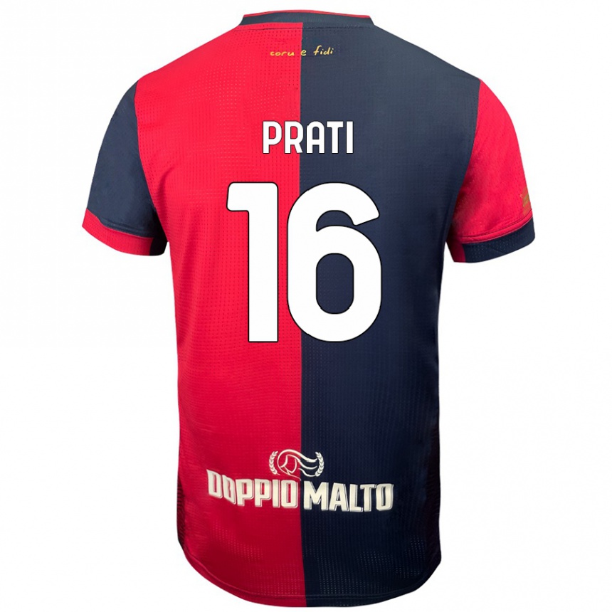 Enfant Football Maillot Matteo Prati #16 Rouge Bleu Foncé Tenues Domicile 2024/25 Canada