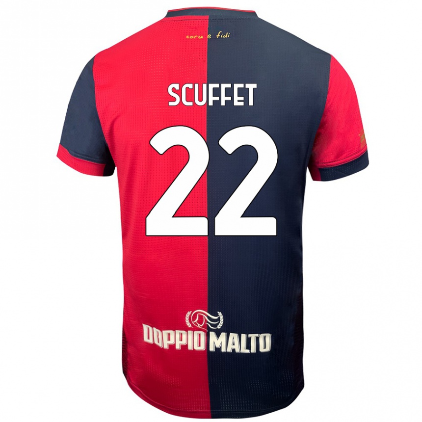 Enfant Football Maillot Simone Scuffet #22 Rouge Bleu Foncé Tenues Domicile 2024/25 Canada