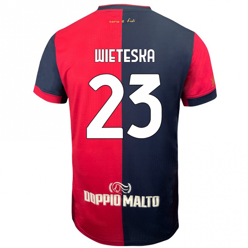 Enfant Football Maillot Mateusz Wieteska #23 Rouge Bleu Foncé Tenues Domicile 2024/25 Canada