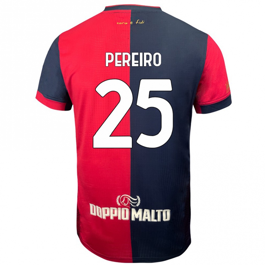 Enfant Football Maillot Gastón Pereiro #25 Rouge Bleu Foncé Tenues Domicile 2024/25 Canada