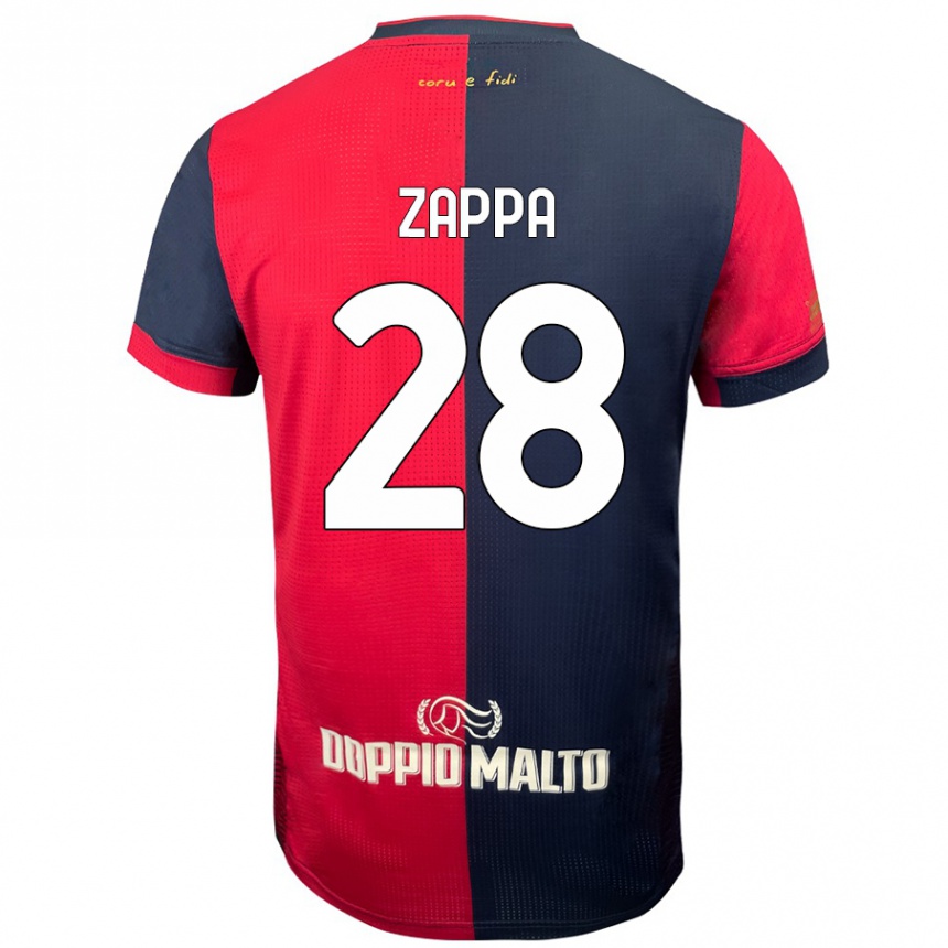 Enfant Football Maillot Gabriele Zappa #28 Rouge Bleu Foncé Tenues Domicile 2024/25 Canada