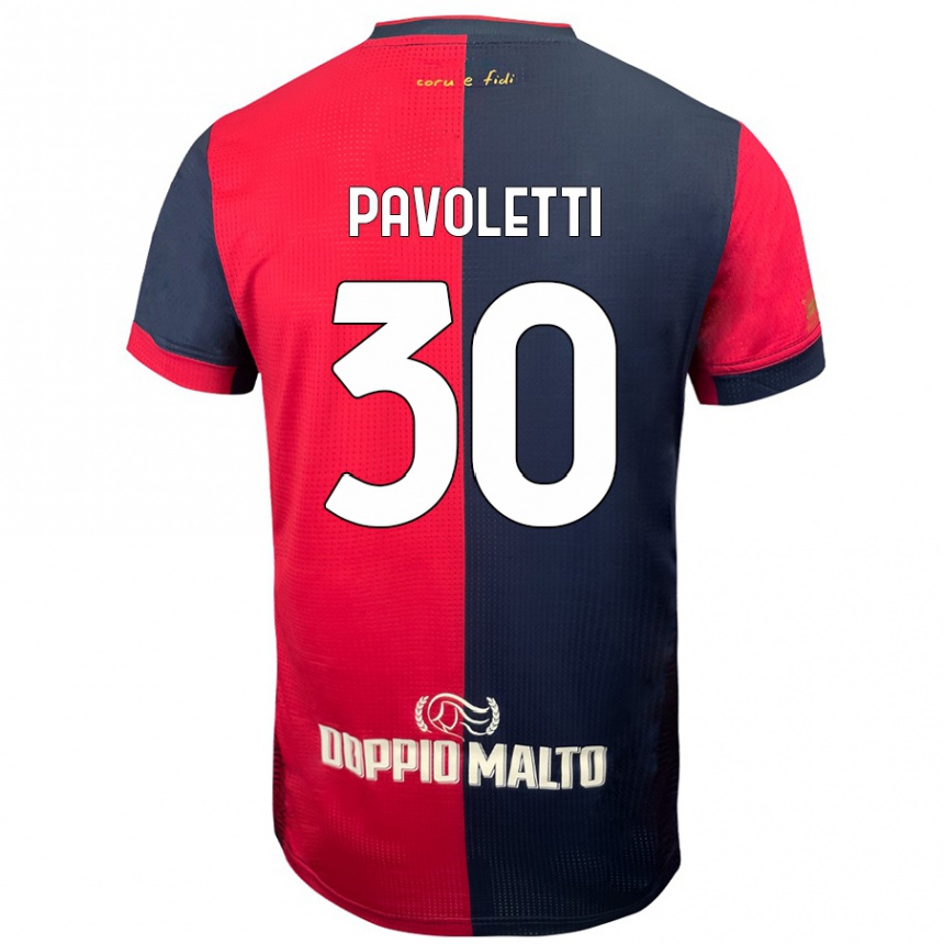 Enfant Football Maillot Leonardo Pavoletti #30 Rouge Bleu Foncé Tenues Domicile 2024/25 Canada