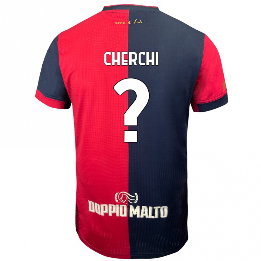 Enfant Football Maillot Filippo Cherchi #0 Rouge Bleu Foncé Tenues Domicile 2024/25 Canada