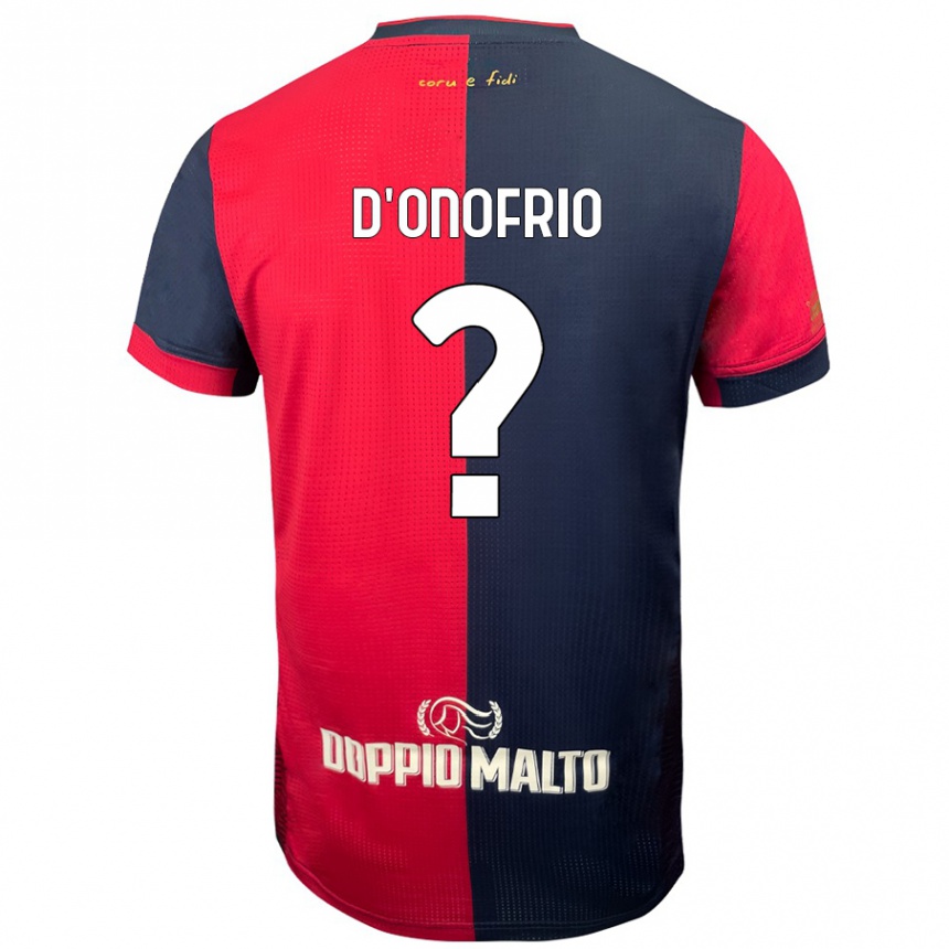 Enfant Football Maillot Vincenzo D'onofrio #0 Rouge Bleu Foncé Tenues Domicile 2024/25 Canada