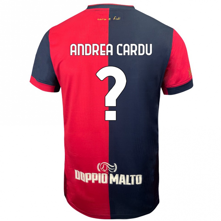 Kids Football Gian Andrea Cardu #0 Red Darker Blue Home Jersey 2024/25 T-Shirt Canada