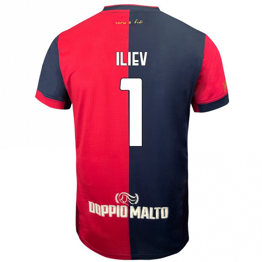 Enfant Football Maillot Velizar-Iliya Iliev #1 Rouge Bleu Foncé Tenues Domicile 2024/25 Canada