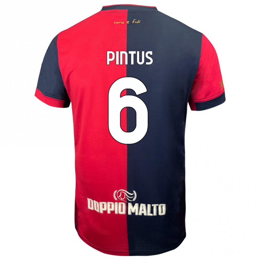 Enfant Football Maillot Nicola Pintus #6 Rouge Bleu Foncé Tenues Domicile 2024/25 Canada