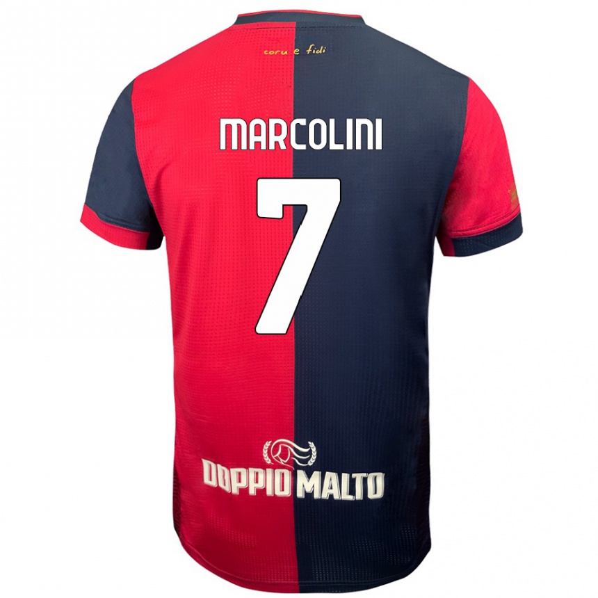 Enfant Football Maillot Diego Marcolini #7 Rouge Bleu Foncé Tenues Domicile 2024/25 Canada