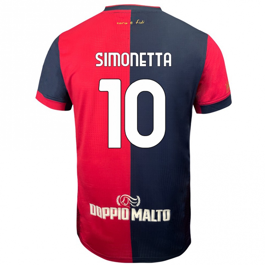 Enfant Football Maillot Jacopo Simonetta #10 Rouge Bleu Foncé Tenues Domicile 2024/25 Canada