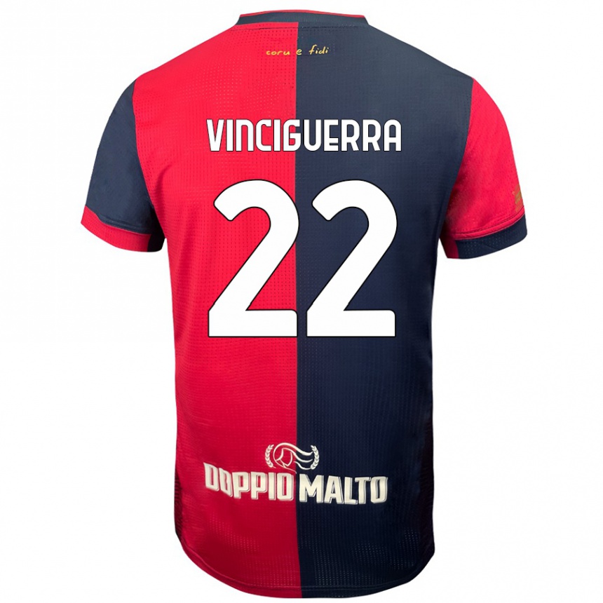 Enfant Football Maillot Alessandro Vinciguerra #22 Rouge Bleu Foncé Tenues Domicile 2024/25 Canada