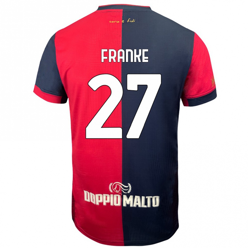 Enfant Football Maillot Antoni Franke #27 Rouge Bleu Foncé Tenues Domicile 2024/25 Canada