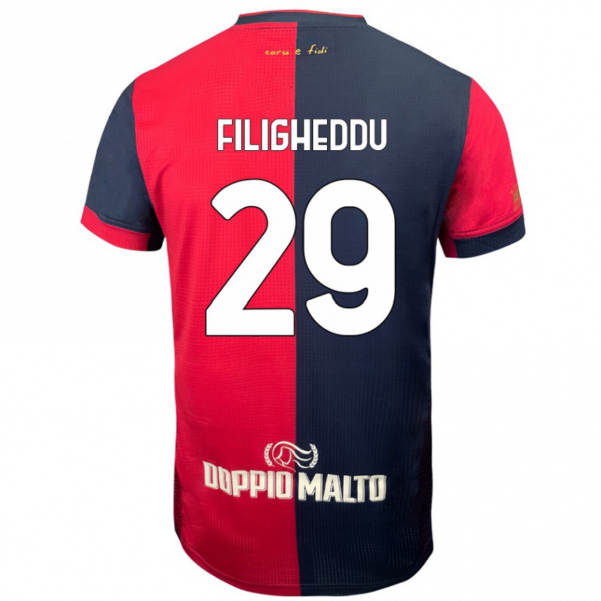 Enfant Football Maillot Daniele Filigheddu #29 Rouge Bleu Foncé Tenues Domicile 2024/25 Canada