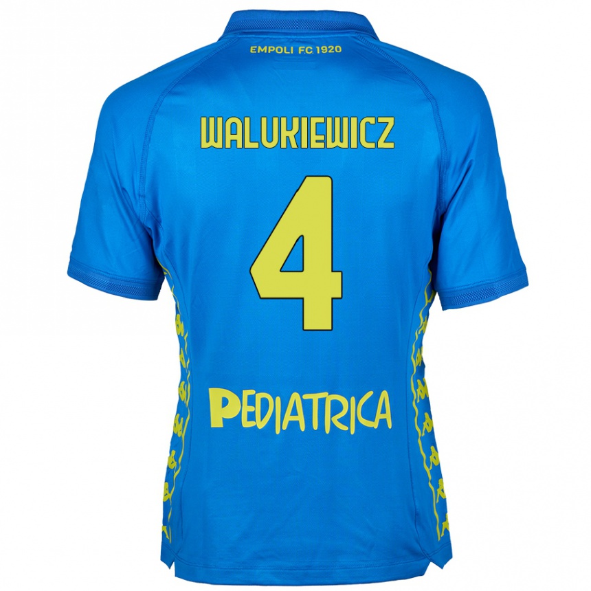 Kids Football Sebastian Walukiewicz #4 Blue Home Jersey 2024/25 T-Shirt Canada