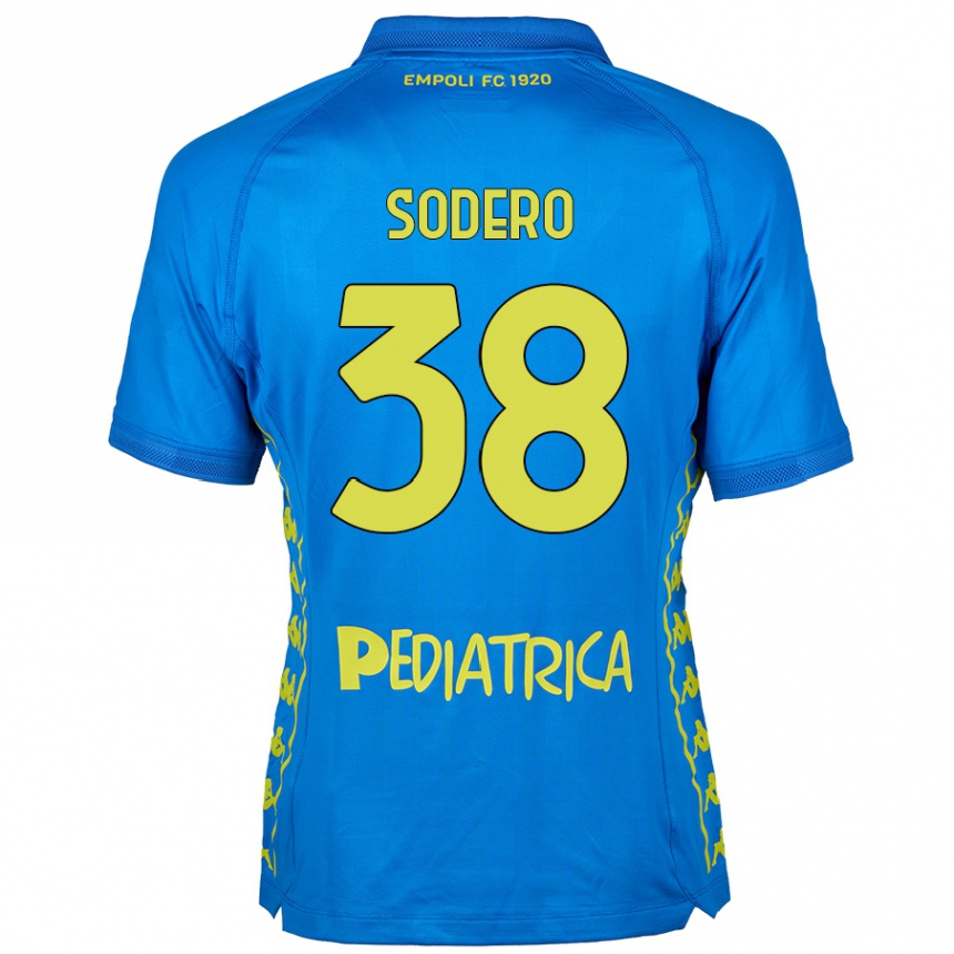 Kids Football Andrea Sodero #38 Blue Home Jersey 2024/25 T-Shirt Canada