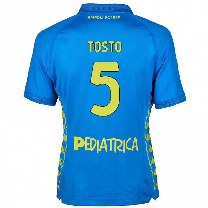 Kids Football Lorenzo Tosto #5 Blue Home Jersey 2024/25 T-Shirt Canada