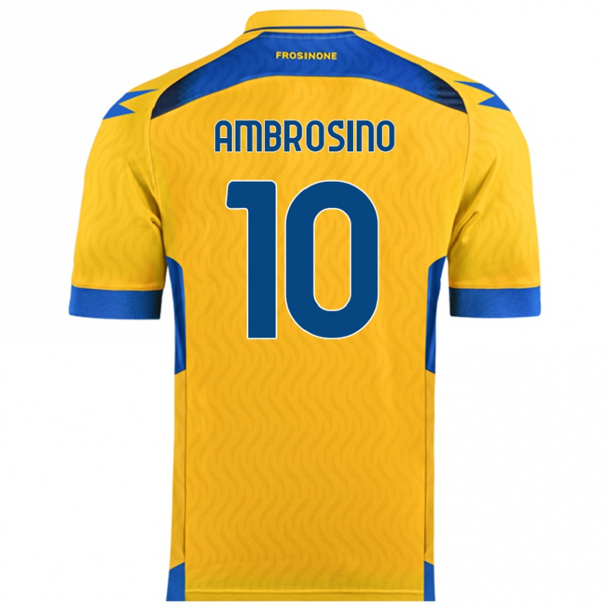 Kids Football Giuseppe Ambrosino #10 Yellow Home Jersey 2024/25 T-Shirt Canada