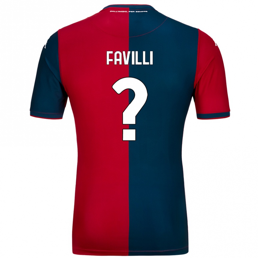 Kids Football Andrea Favilli #0 Red Dark Blue Home Jersey 2024/25 T-Shirt Canada