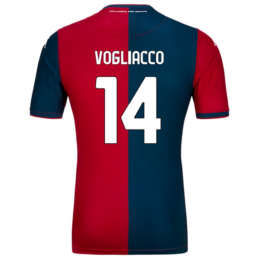 Kids Football Alessandro Vogliacco #14 Red Dark Blue Home Jersey 2024/25 T-Shirt Canada