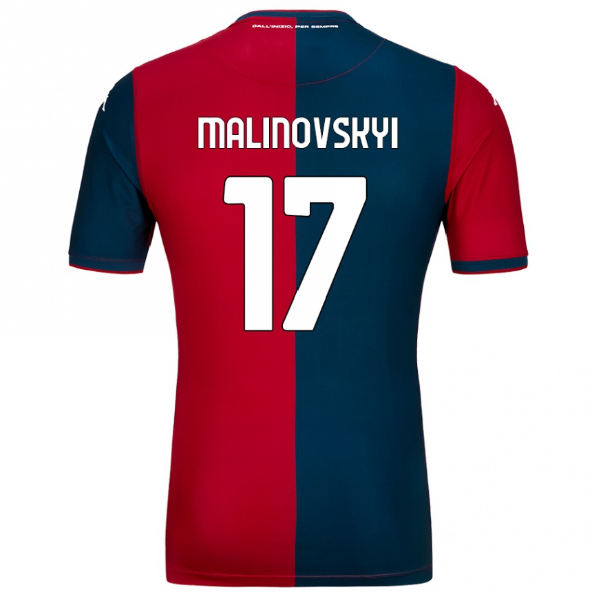 Kids Football Ruslan Malinovskyi #17 Red Dark Blue Home Jersey 2024/25 T-Shirt Canada