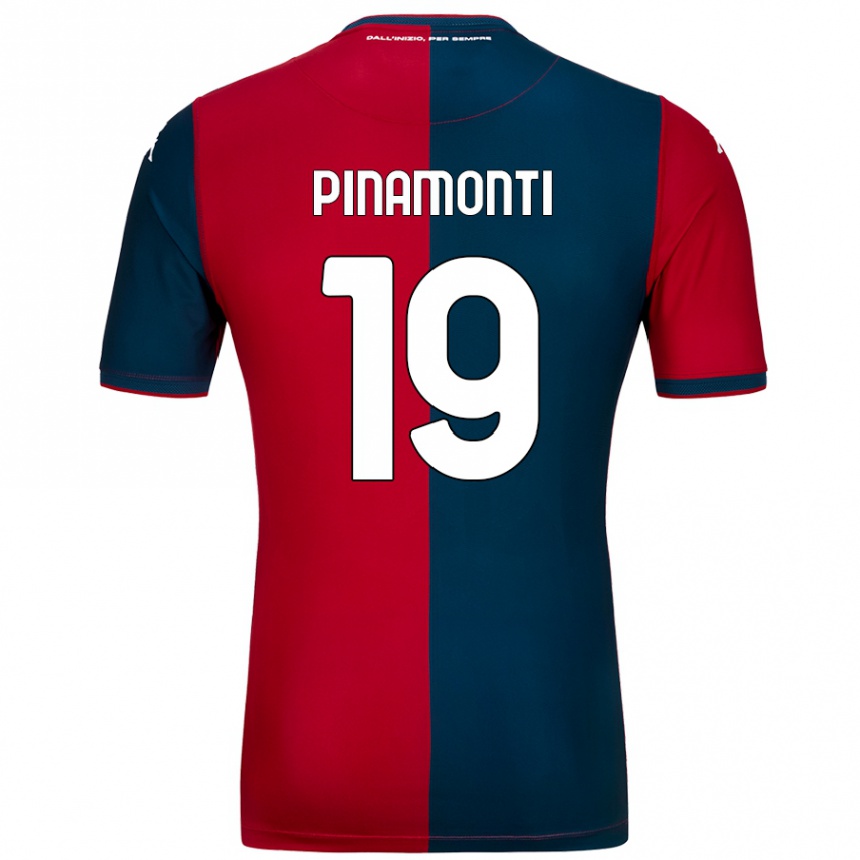 Kids Football Andrea Pinamonti #19 Red Dark Blue Home Jersey 2024/25 T-Shirt Canada