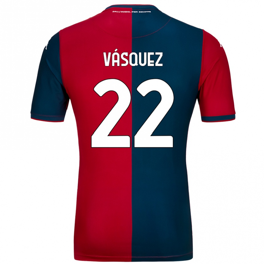 Kids Football Johan Vásquez #22 Red Dark Blue Home Jersey 2024/25 T-Shirt Canada