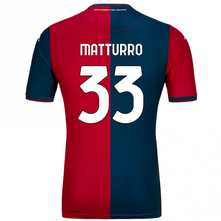 Kids Football Alan Matturro #33 Red Dark Blue Home Jersey 2024/25 T-Shirt Canada