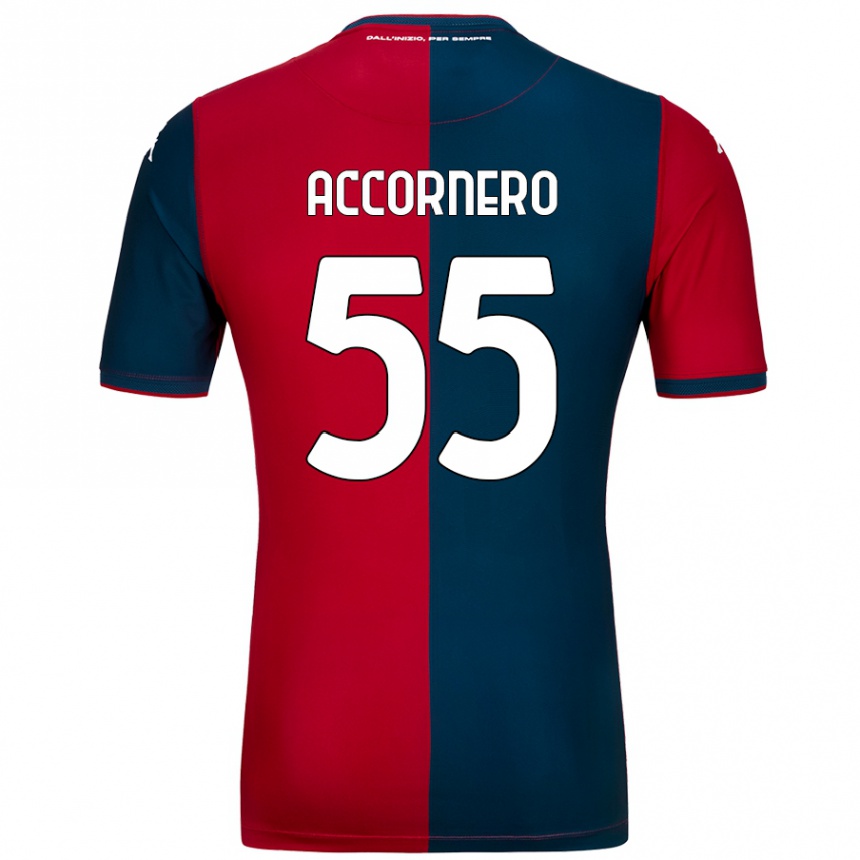 Kids Football Federico Accornero #55 Red Dark Blue Home Jersey 2024/25 T-Shirt Canada