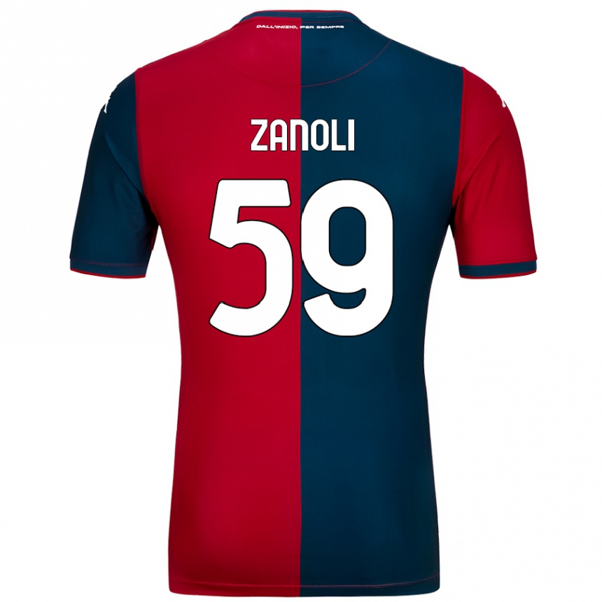 Kids Football Alessandro Zanoli #59 Red Dark Blue Home Jersey 2024/25 T-Shirt Canada