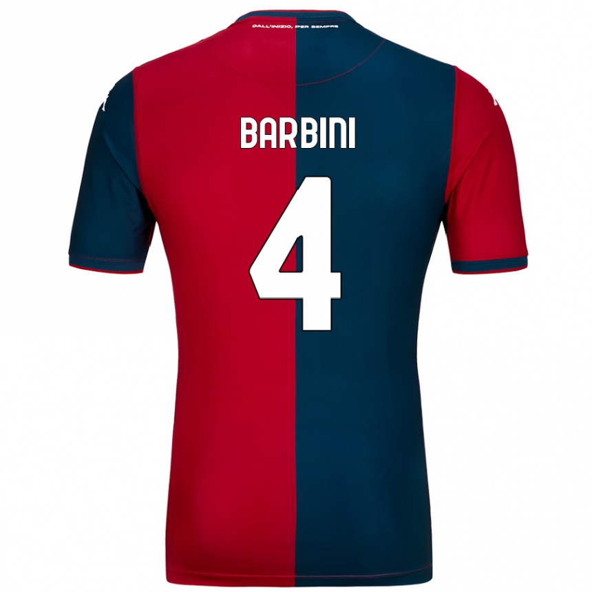 Kids Football Matteo Barbini #4 Red Dark Blue Home Jersey 2024/25 T-Shirt Canada