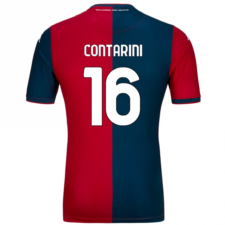 Kids Football Jacopo Contarini #16 Red Dark Blue Home Jersey 2024/25 T-Shirt Canada