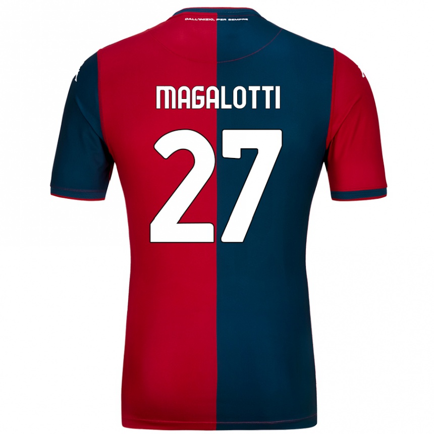 Kids Football Gabriele Magalotti #27 Red Dark Blue Home Jersey 2024/25 T-Shirt Canada