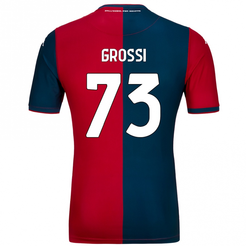 Kids Football Jacopo Grossi #73 Red Dark Blue Home Jersey 2024/25 T-Shirt Canada