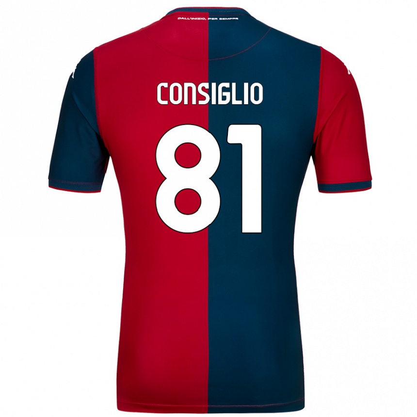 Kids Football Leonardo Consiglio #81 Red Dark Blue Home Jersey 2024/25 T-Shirt Canada