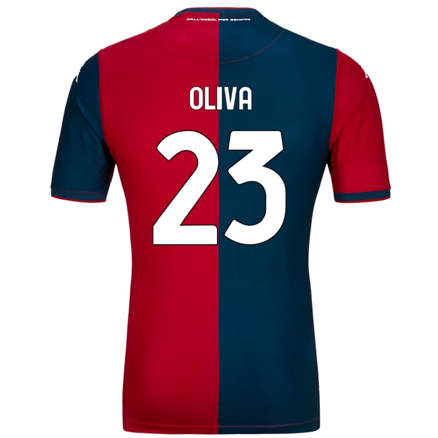 Kids Football Eleonora Oliva #23 Red Dark Blue Home Jersey 2024/25 T-Shirt Canada