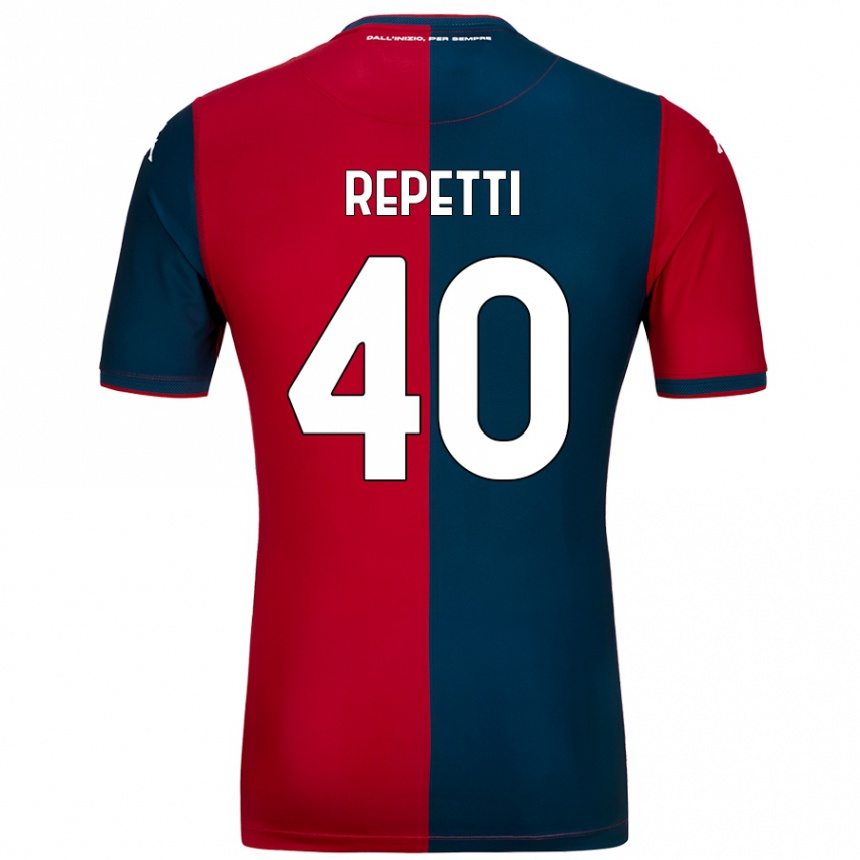 Kids Football Chiara Repetti #40 Red Dark Blue Home Jersey 2024/25 T-Shirt Canada