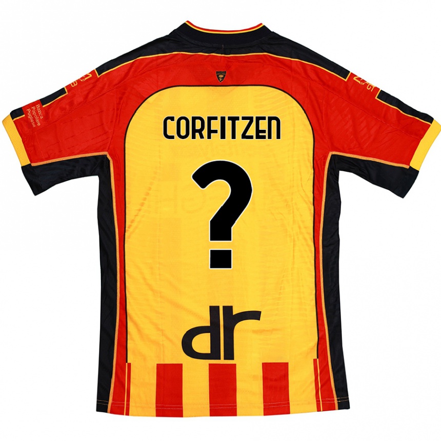 Kids Football Jeppe Corfitzen #0 Yellow Red Home Jersey 2024/25 T-Shirt Canada