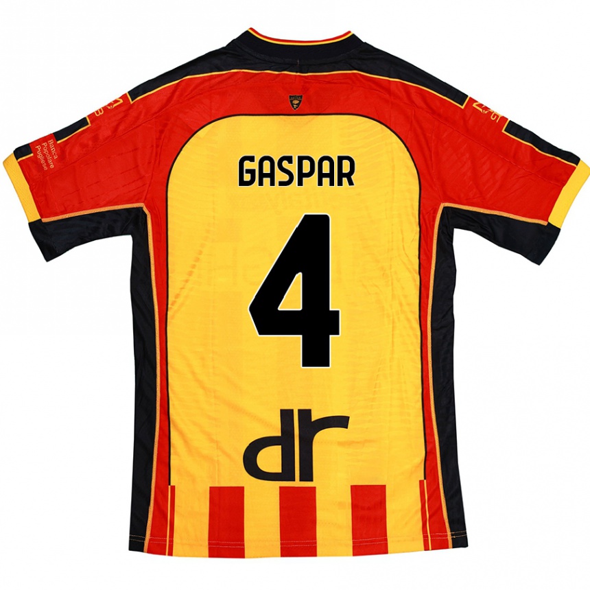 Kids Football Kialonda Gaspar #4 Yellow Red Home Jersey 2024/25 T-Shirt Canada