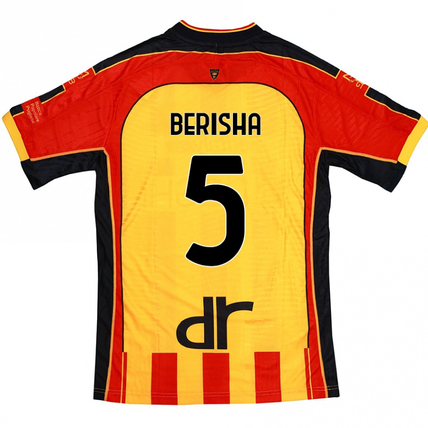 Kids Football Medon Berisha #5 Yellow Red Home Jersey 2024/25 T-Shirt Canada