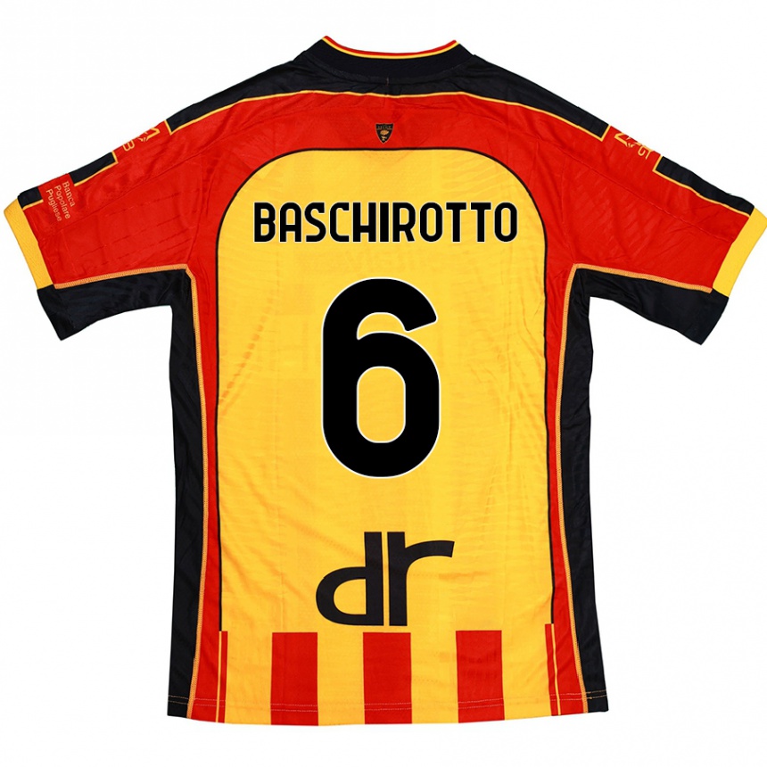 Kids Football Federico Baschirotto #6 Yellow Red Home Jersey 2024/25 T-Shirt Canada