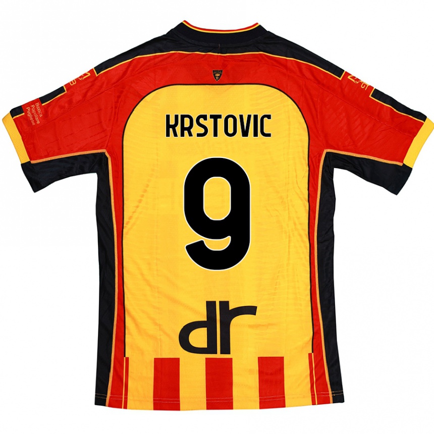 Kids Football Nikola Krstovic #9 Yellow Red Home Jersey 2024/25 T-Shirt Canada