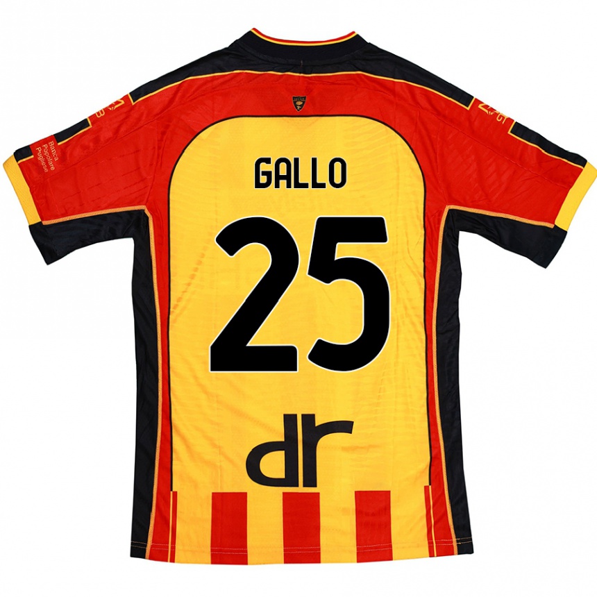 Kids Football Antonino Gallo #25 Yellow Red Home Jersey 2024/25 T-Shirt Canada